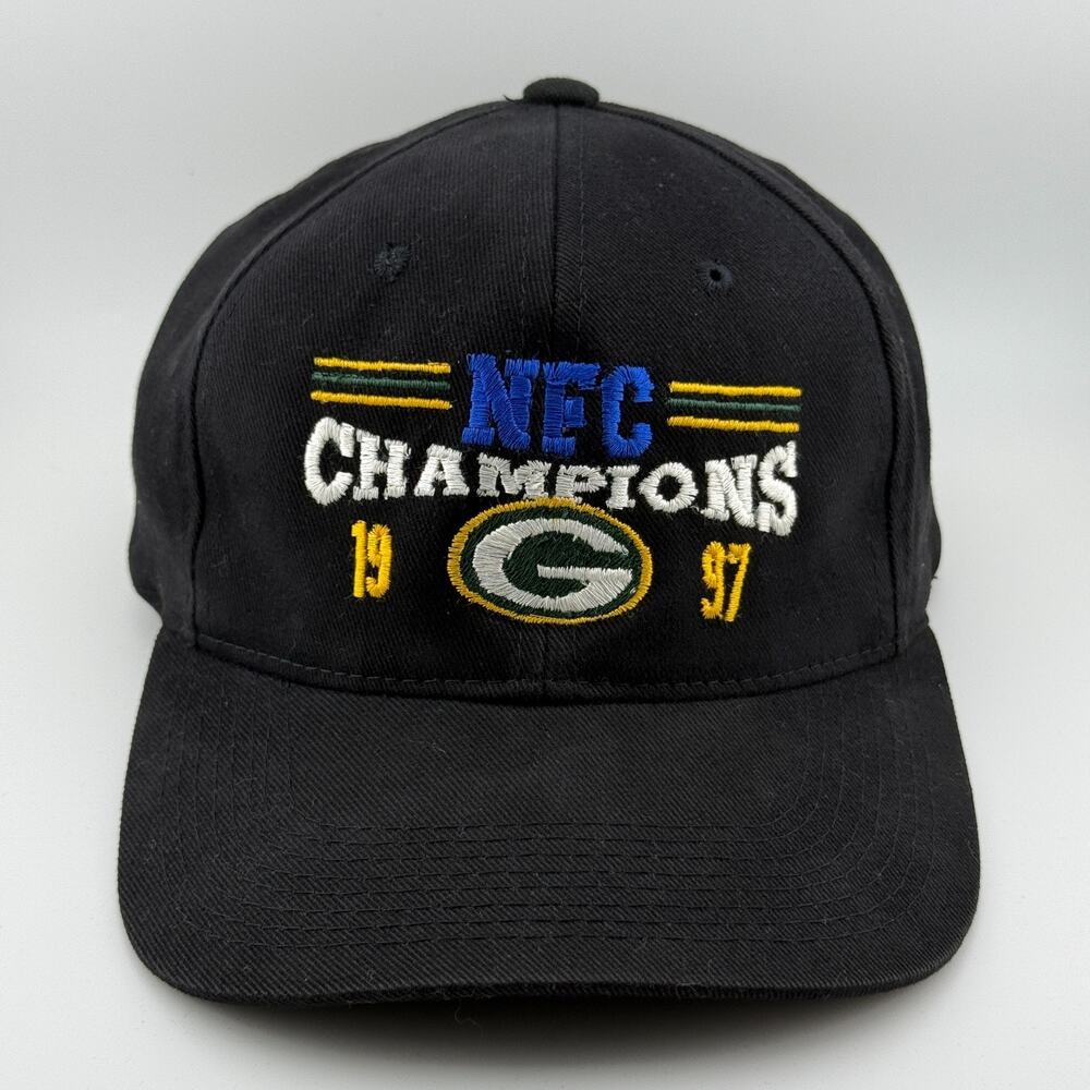 Green Bay Packers 1997 NFC Champions Hat Black Strapback Headmaster Game Day